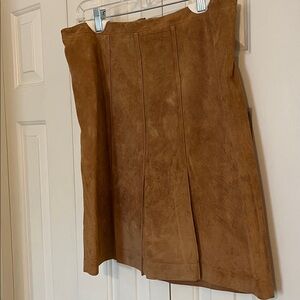LOFT Brown A-Line 100% leather suede skirt